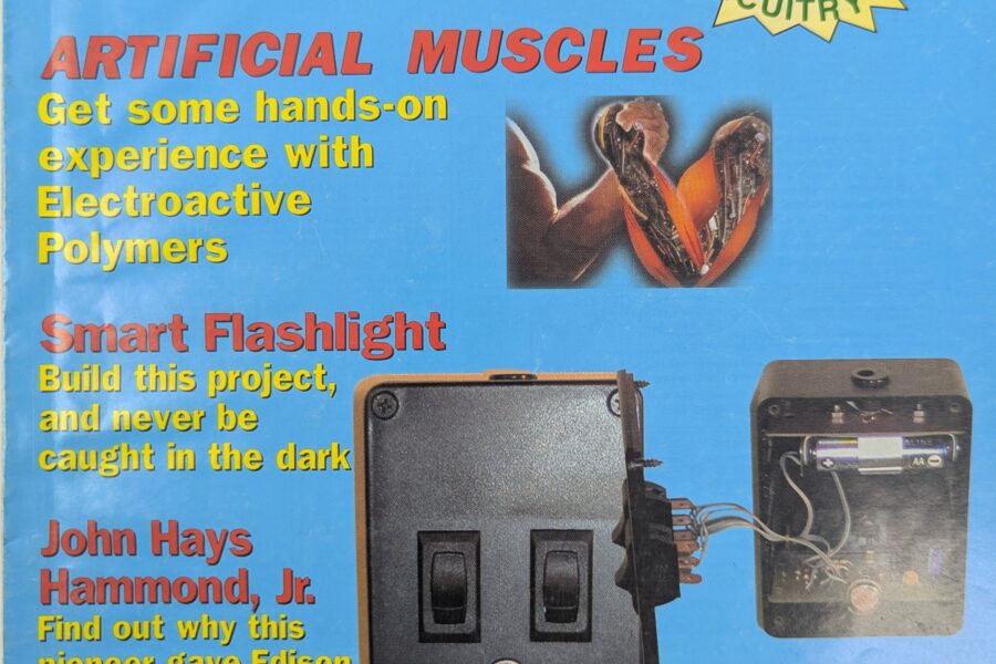 NEW LISTING! FREE SHIPPING! Poptronics Magazine March 2002 Artificial Muscles Smart Flashlight Power Supply