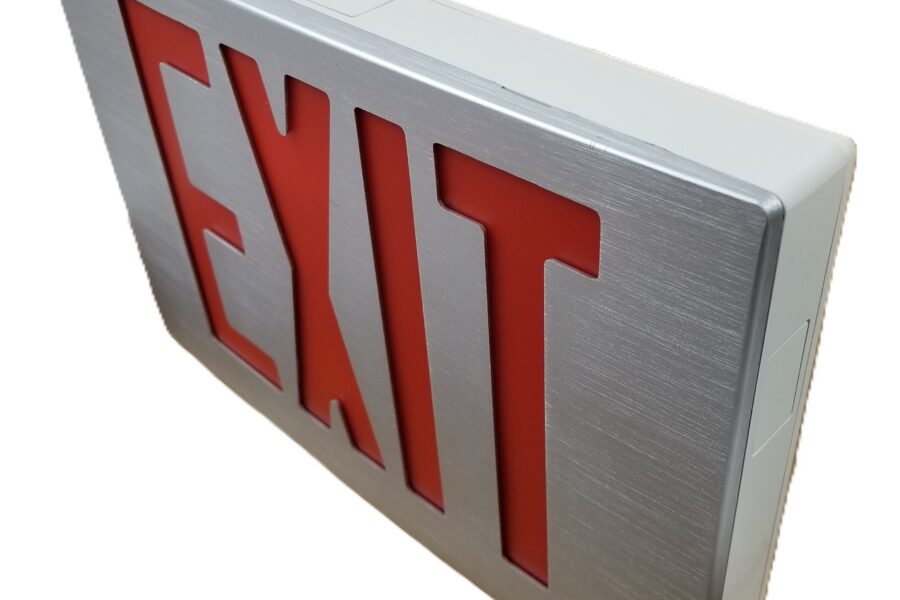 NEW LISTING! FREE SHIPPING! EXITRONIX 400U-8-WB-WH EXIT Sign Red Letters White Enclosure NEW