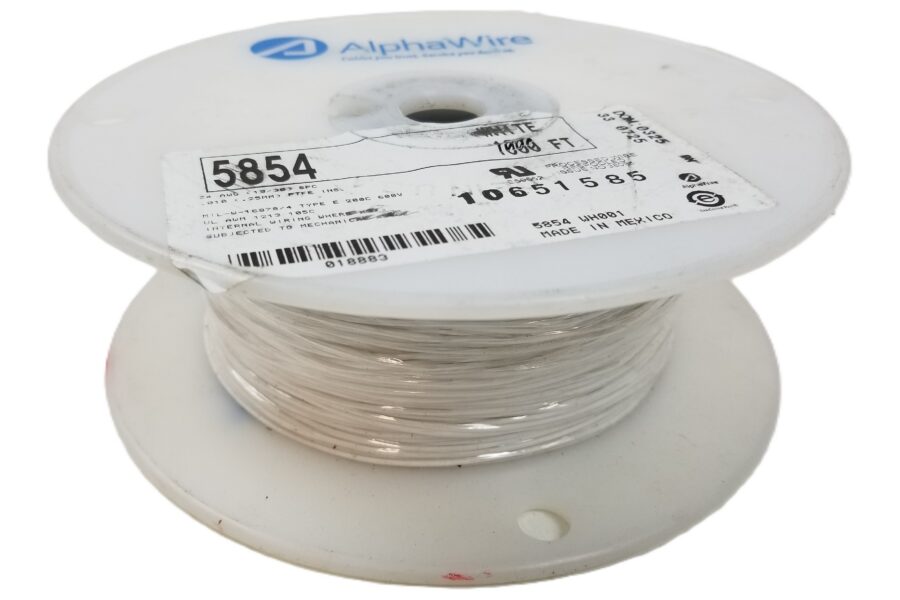 NEW LISTING! FREE SHIPPING! 1,000ft AlphaWire 5854 WH001 Hook-Up Wire 24AWG PTFE 200C 19/36 Strand White NEW