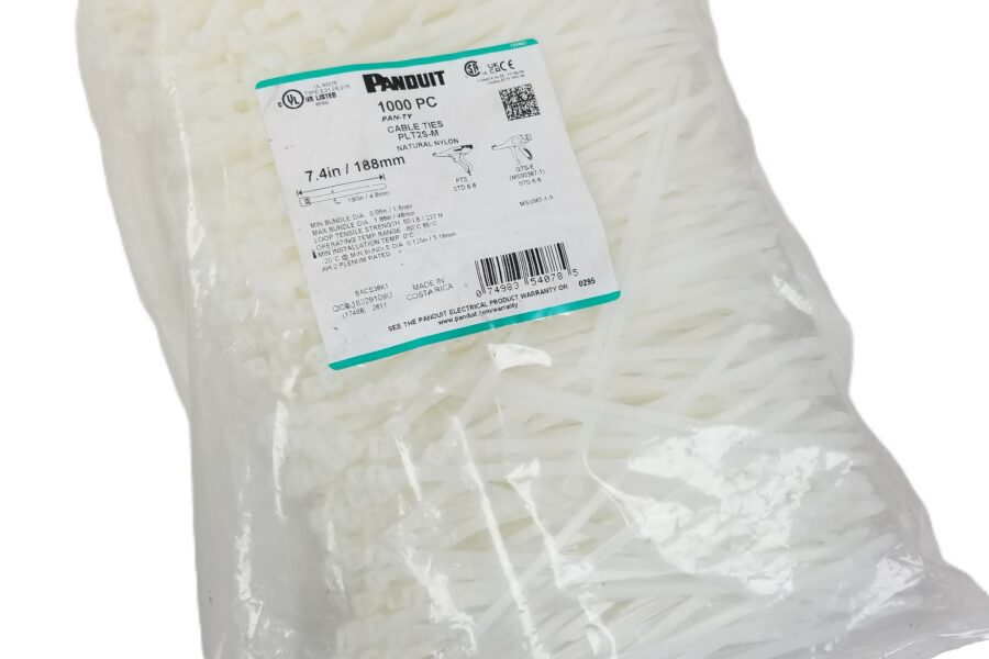 NEW LISTING! FREE SHIPPING! 1000 Panduit PLT2S-M Cable Ties Pan-Ty 7.4″ 50LB Natural Nylon Zip Tie NEW