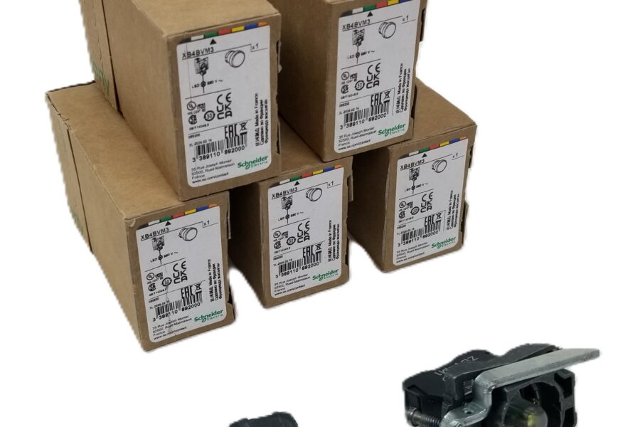 NEW LISTING! FREE SHIPPING! 5 Schneider XB4BVM3 Green LED Pilot Light Panel Mount 22mm  230-240Vac Metal NEW