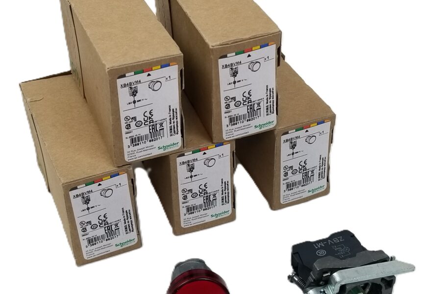 NEW LISTING! FREE SHIPPING! 5 Schneider XB4BVM4 Red LED Pilot Light Panel Mount 22mm  230-240Vac Metal NEW