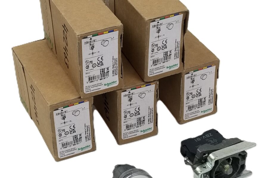 NEW LISTING! FREE SHIPPING! 5 Schneider XB4BVB1 White LED Pilot Light Panel Mount 22mm 24Vac/d Metal IEC NEW