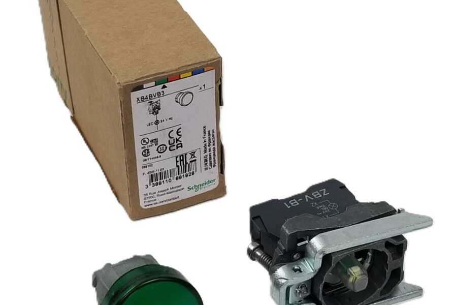 NEW LISTING! FREE SHIPPING! Schneider XB4BVB3 Green LED Pilot Light Panel Mount 22mm 24Vac/Vdc Metal NEW