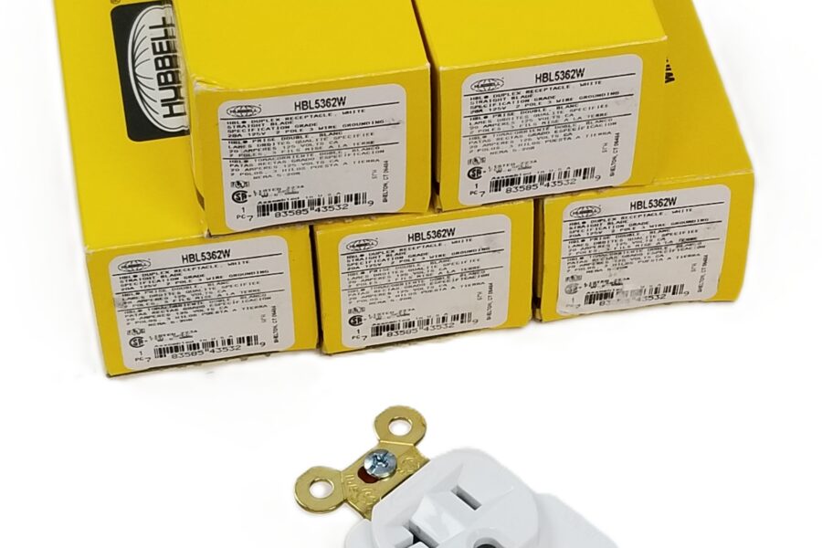 NEW LISTING! FREE SHIPPING! 5 Hubbell HBL5362W 20A 125V Duplex Receptacle White Heavy Duty Industrial Outlet